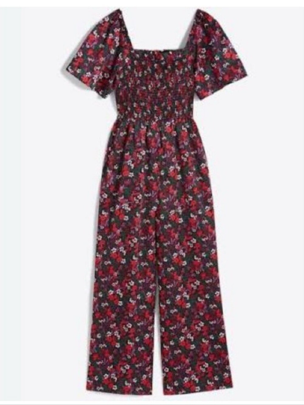 NWT Draper James Burgundy Floral Smocked Jumpsuit